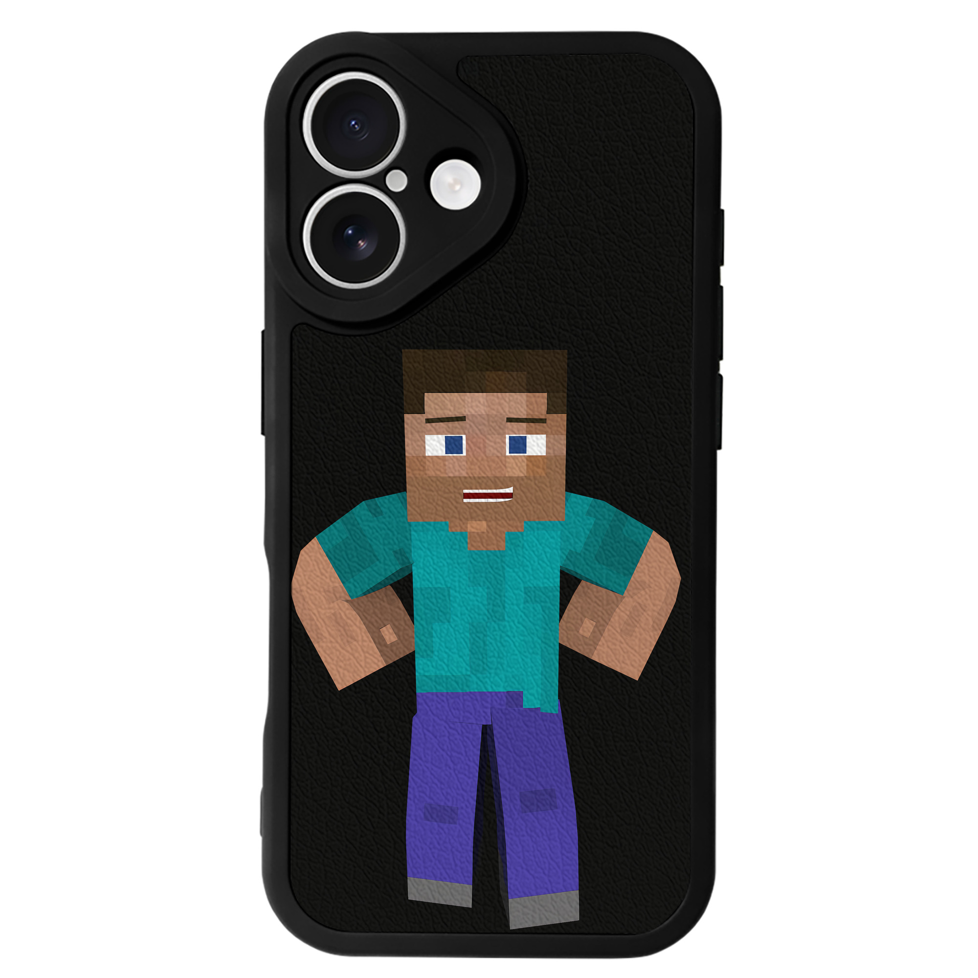 （画像用） マインクラフト ブロックの世界 Minecraft MC Block world 【iPhone 16シリーズ対応】シリコンスマホケース（レザー調） 材質：シリコン